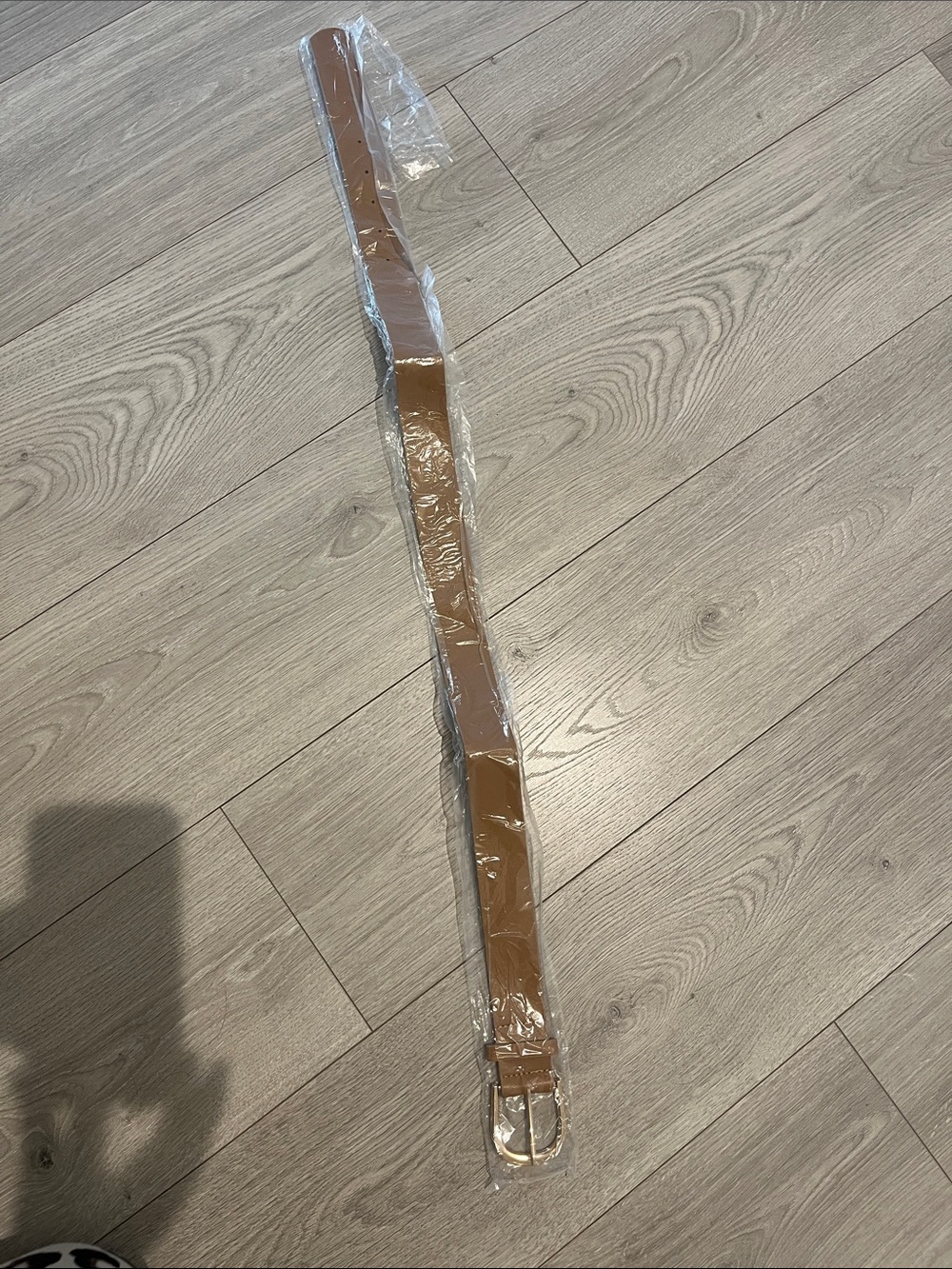 Classic Tan Leather Belt with Gold Buckle